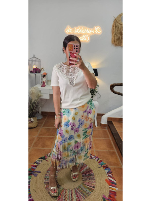 Falda muelle flecos estampadas + Colores 