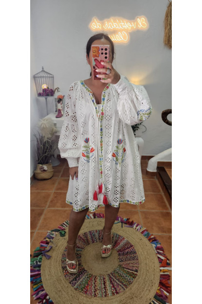Vestido calado bordado Blanco AGOTADO 