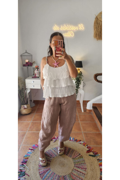 Pantalón lino rayas 