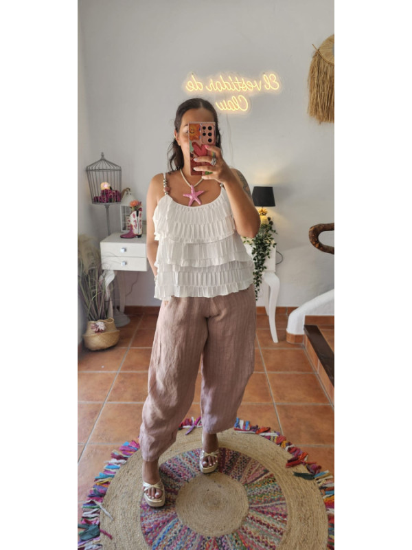 Pantalón lino rayas 