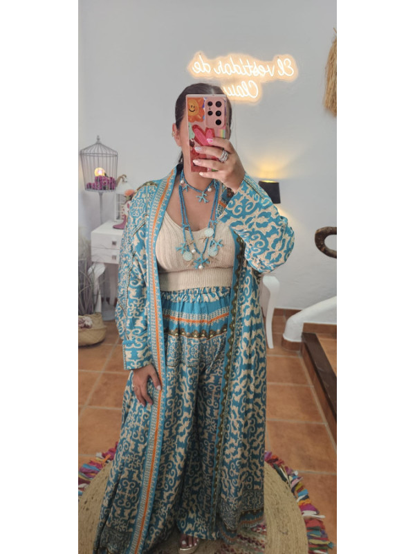 Conjunto turquesa estampado 