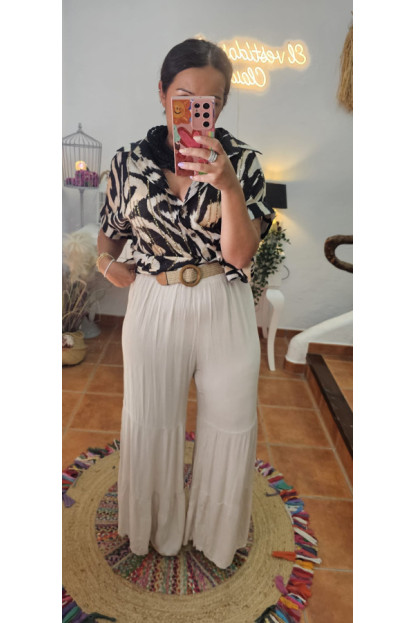 Pantalon cinturón beige