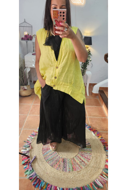 Chaleco lino amarillo 