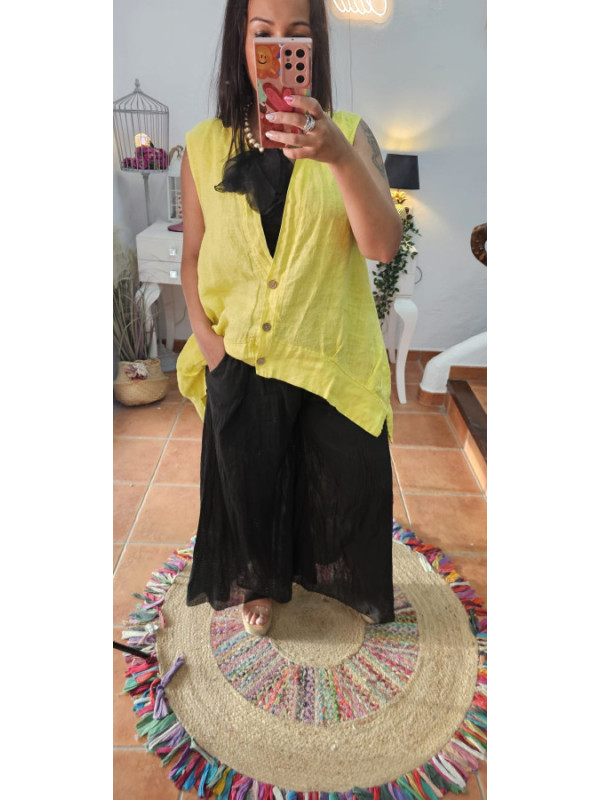 Chaleco lino amarillo 
