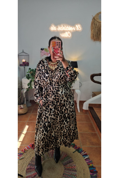 Vestido camisero raso leo 