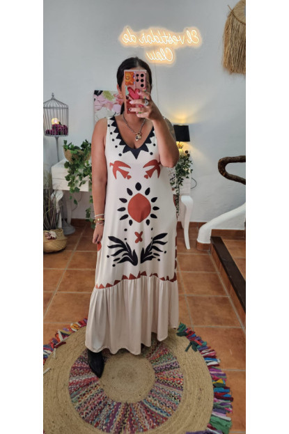 Vestido licra fría estampado claro 