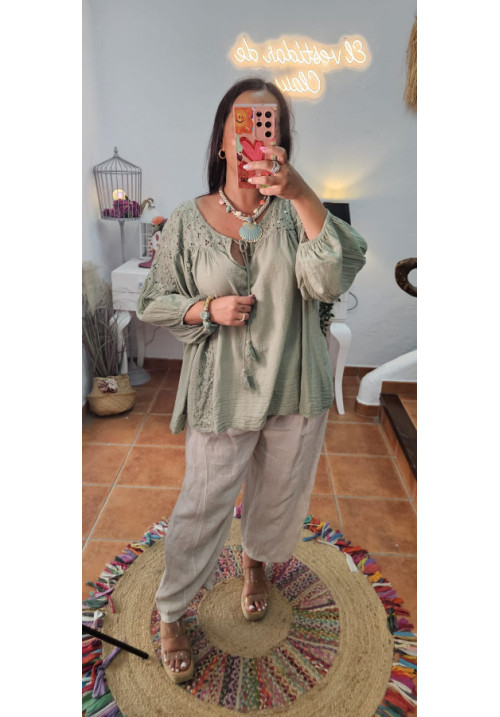 Blusa calados lentejuelas + Colores 