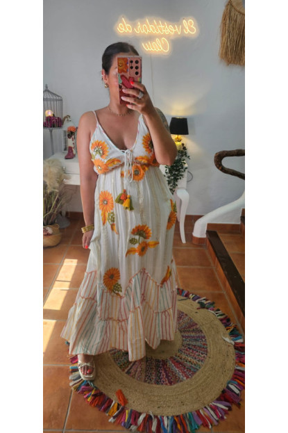 Vestido bordado flores + Colores 