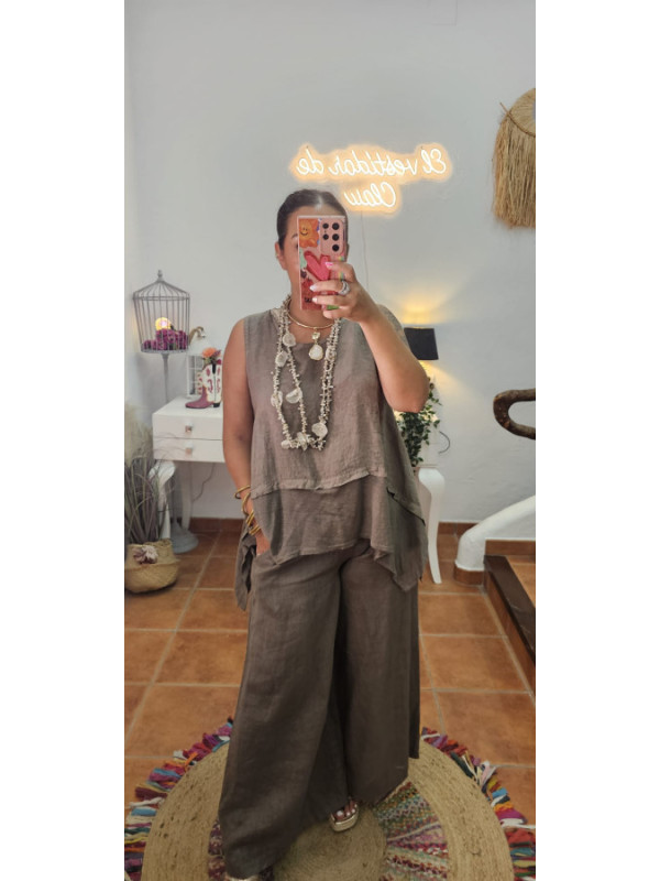 Conjunto lino taupe