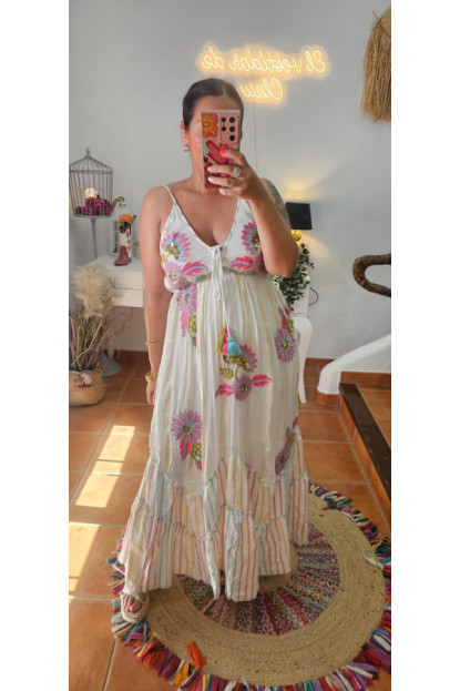 Vestido bordado flores + Colores 
