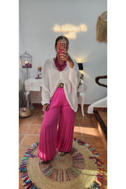 Pantalón cinturón rosa 