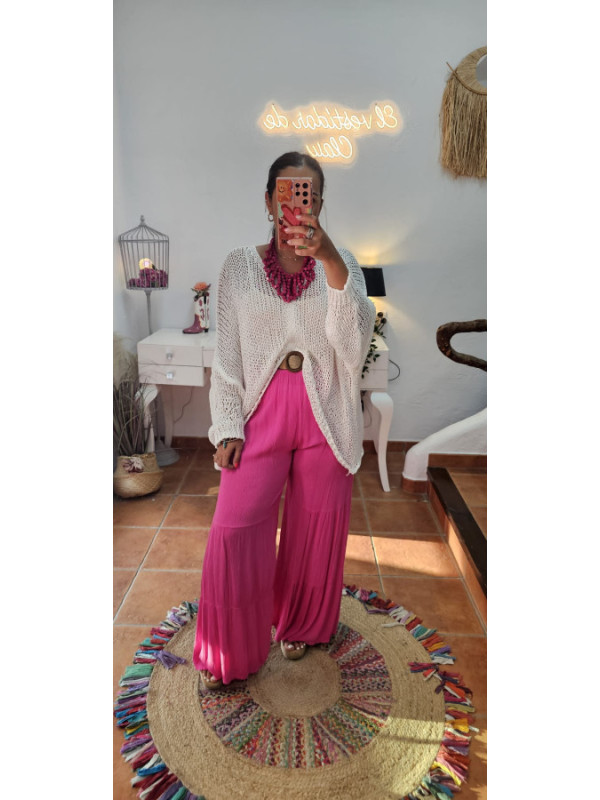 Pantalón cinturón rosa 