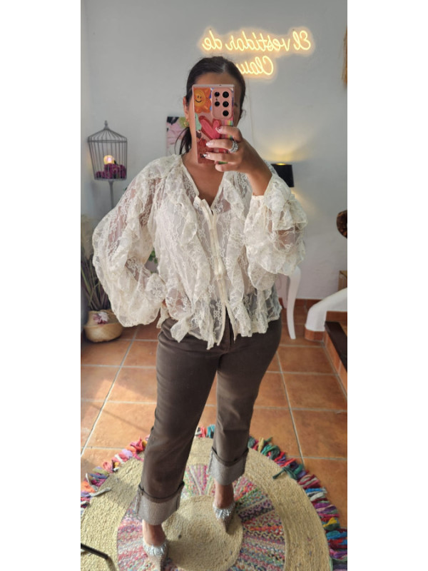 Jeans topp bajo brillos 