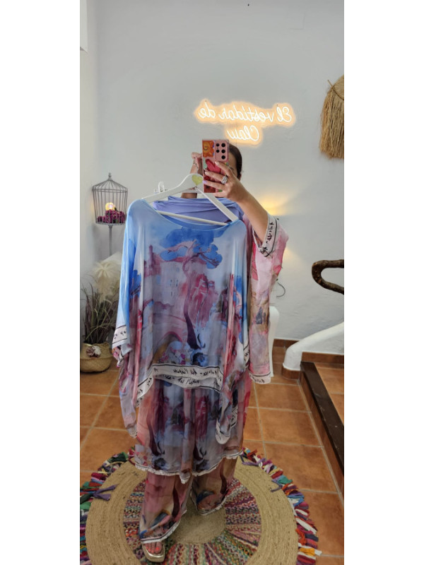 Conjunto seda estampado  + Colores 
