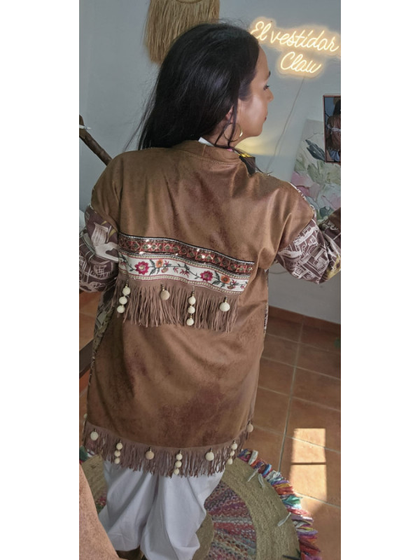 Chaqueta antelina espalda bordada 