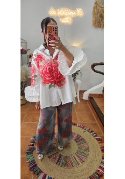 Pantalón forrado flores 
