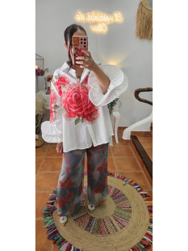 Pantalón forrado flores 