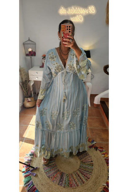 Vestido azul escote 