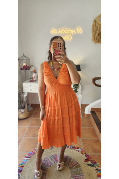 Vestido pecho naranja 