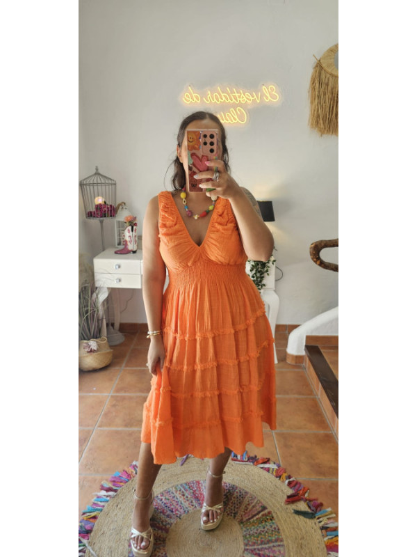 Vestido pecho naranja 