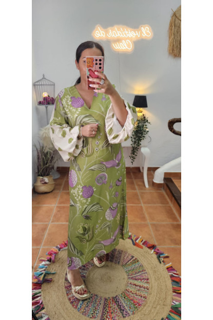Vestido estampado mangas globo + Colores 