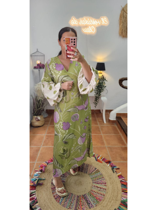 Vestido estampado mangas globo + Colores 