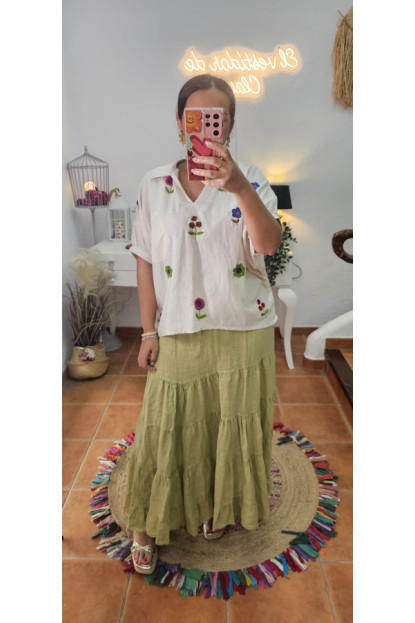 Falda lino Pistacho