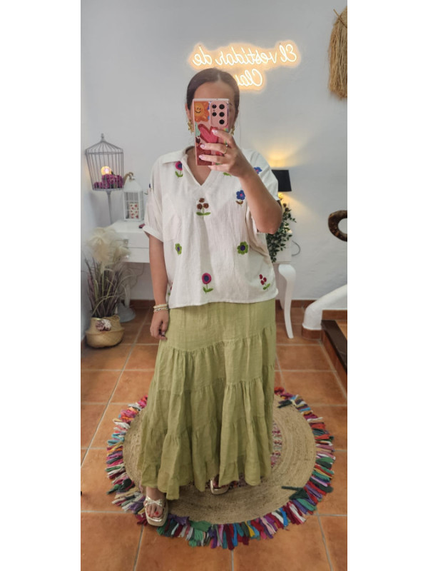Falda lino Pistacho