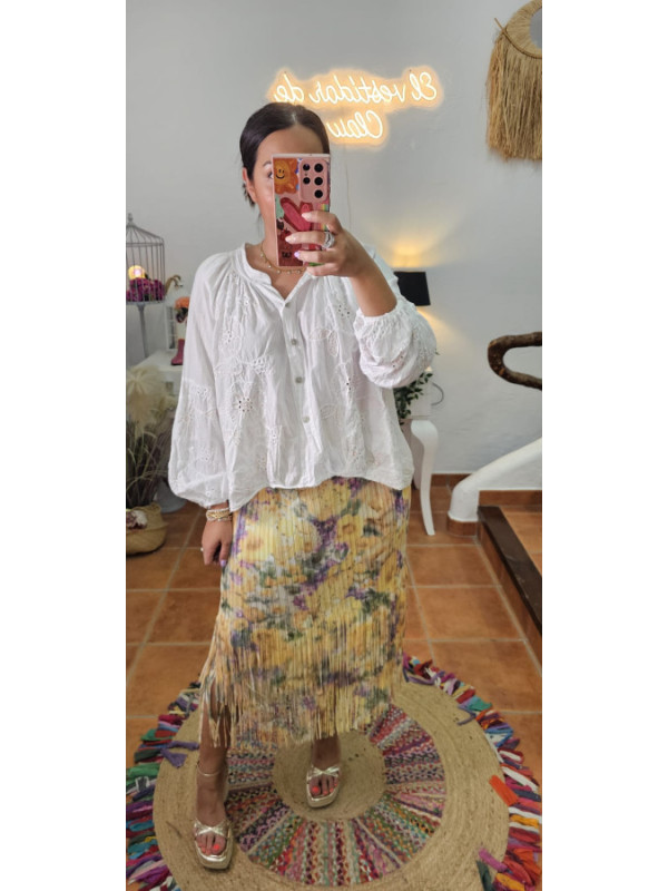 Falda muelle flecos estampadas + Colores 