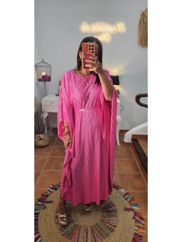 Vestido plisado fucsia 