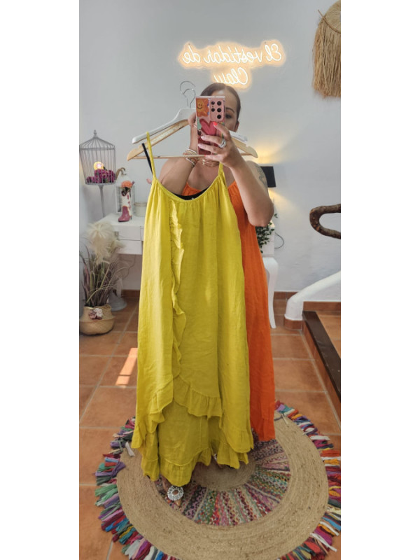 Vestido lino volante + Colores 