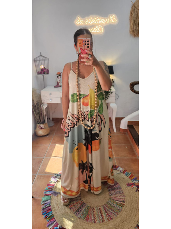 Vestido lurex tirantes estampado 