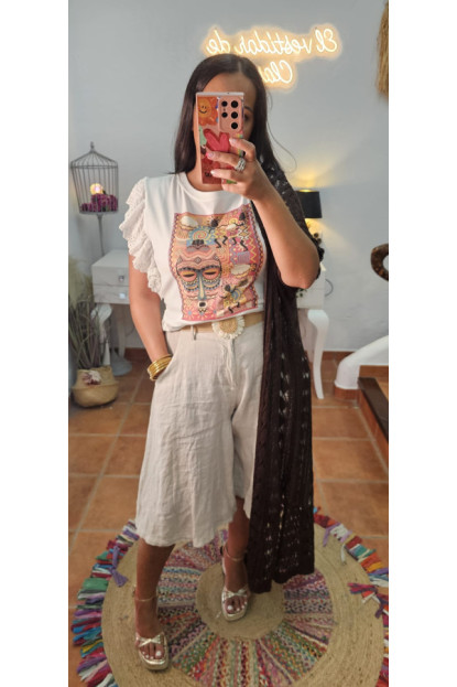 Camiseta mangas caladas 