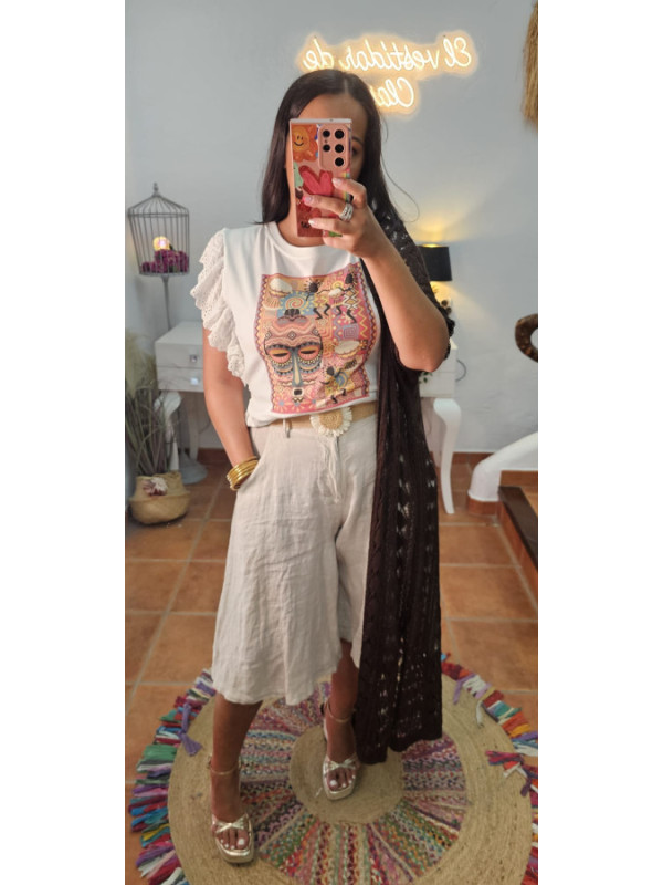 Camiseta mangas caladas 