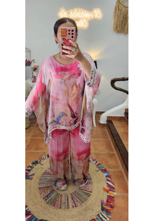 Conjunto seda estampado  + Colores 