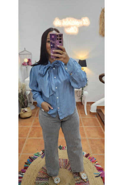 Jeans gris brillos 