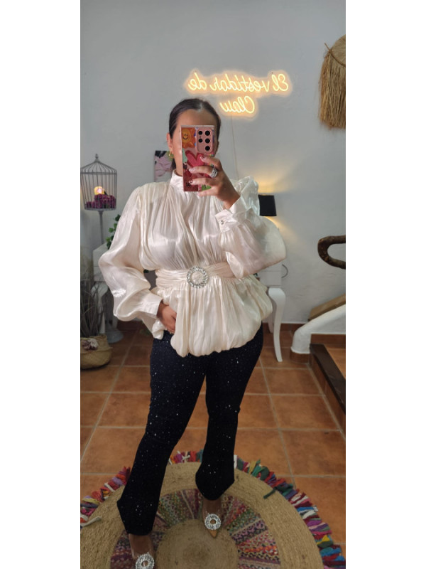 Blusa raso joya perla