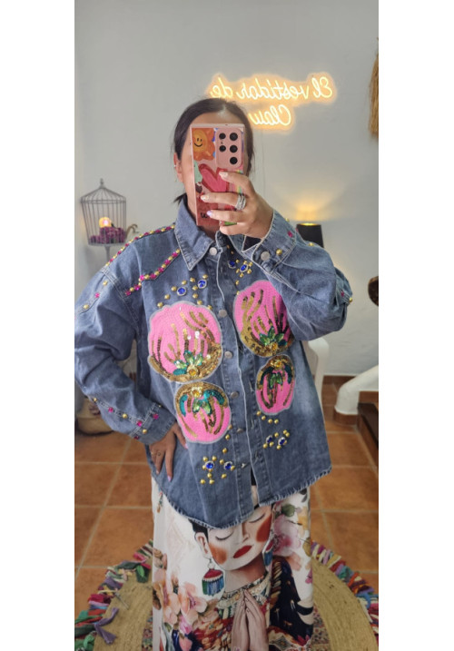 Chaqueta brillos abalorios 