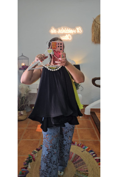 Top volantes perlas joyas + Colores 