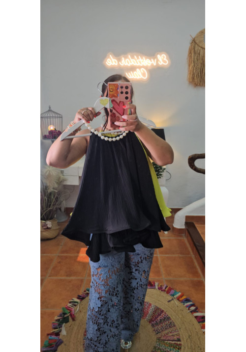 Top volantes perlas joyas + Colores 