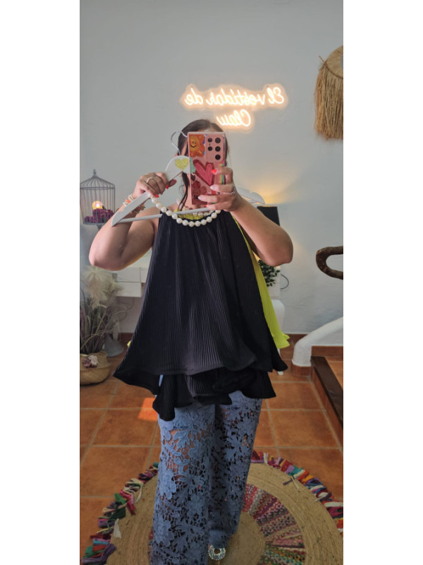 Top volantes perlas joyas + Colores 