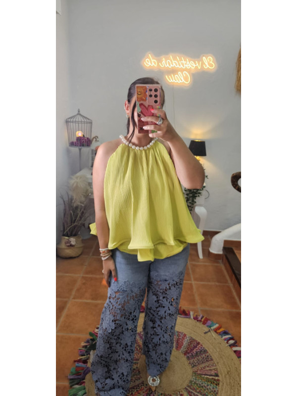 Top volantes perlas joyas + Colores 