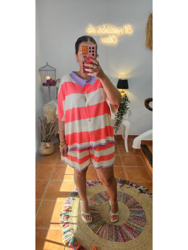 Top punto cuello rayas  AGOTADO 