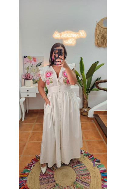 Vestido bordado flores 