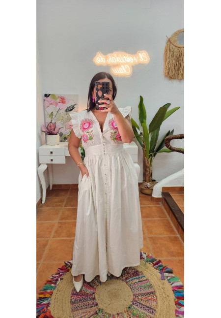 Vestido bordado flores 