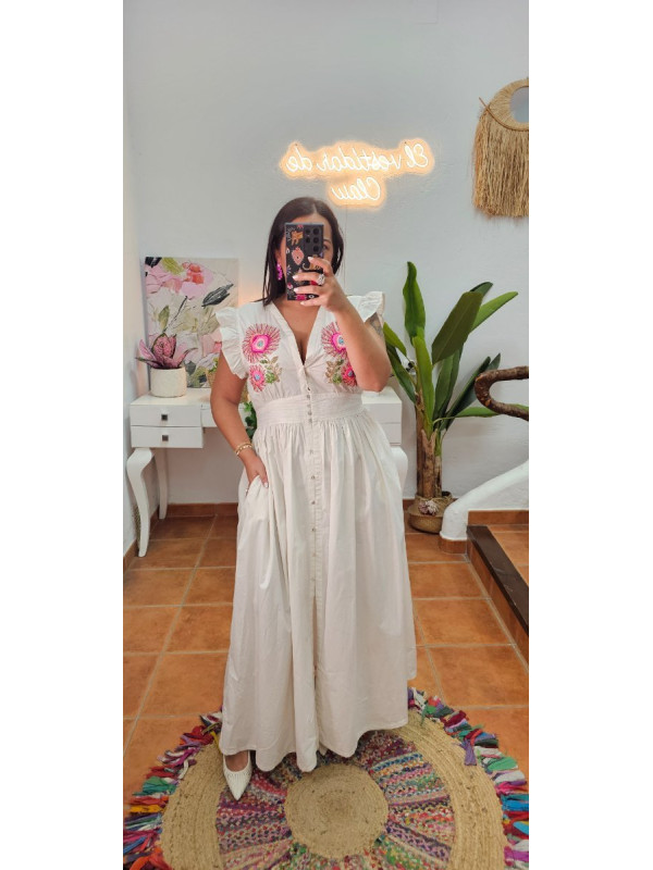 Vestido bordado flores 