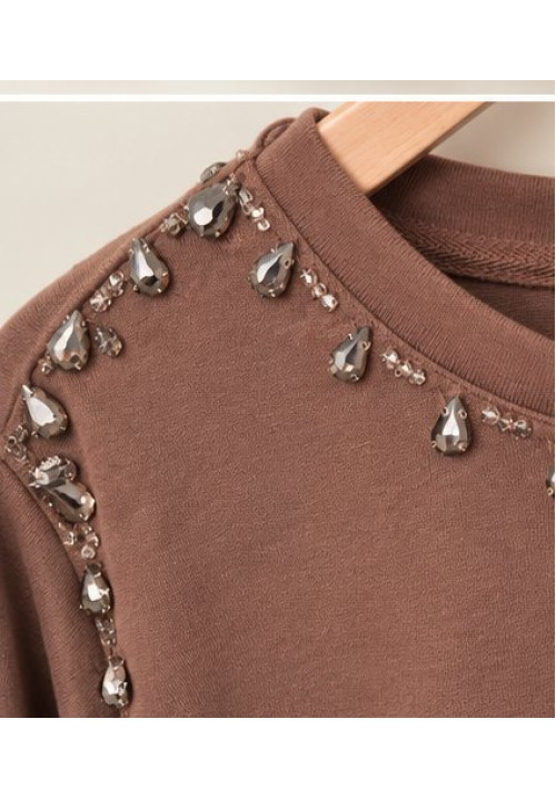 Sudadera combi tencel joyas marrón 