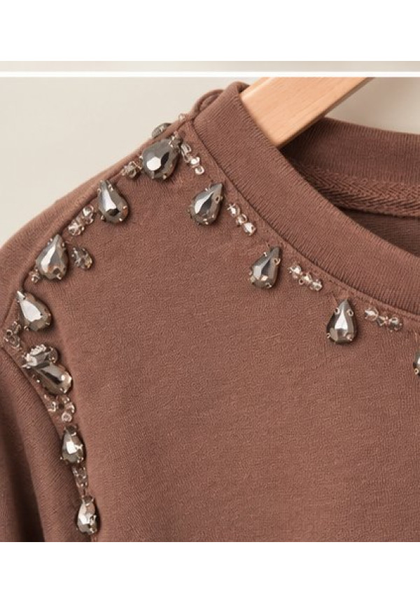 Sudadera combi tencel joyas marrón 