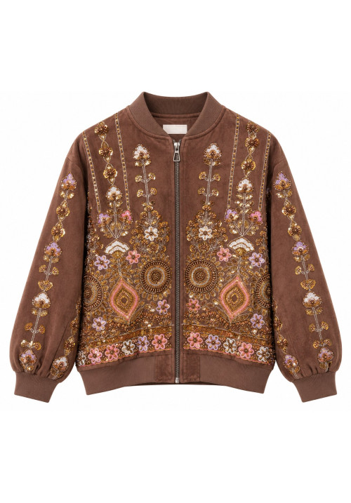 Chaqueta antelina joya marrón 