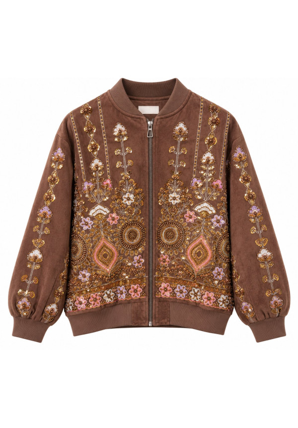 Chaqueta antelina joya marrón 